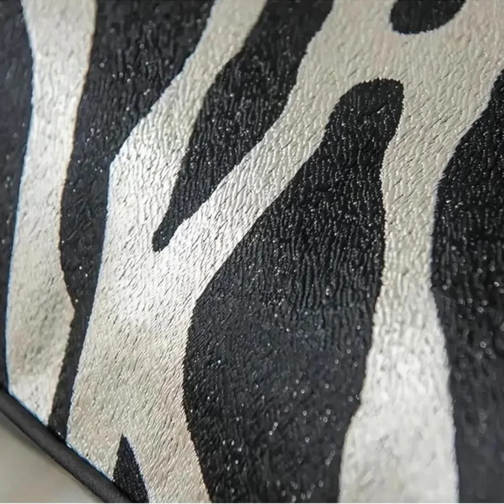 🆕 ZG Style Zebra Pillow Cover Sham Animal Print Euro Square 24” Modern Glam NEW